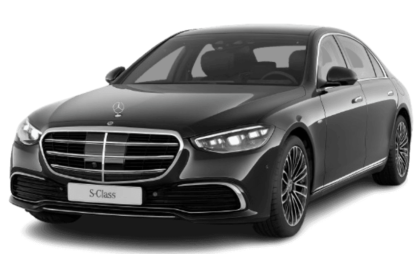 Mercedes Classe S utilisée par un taxi premium à Paris, offrant un confort exceptionnel et un intérieur raffiné pour des trajets haut de gamme.
